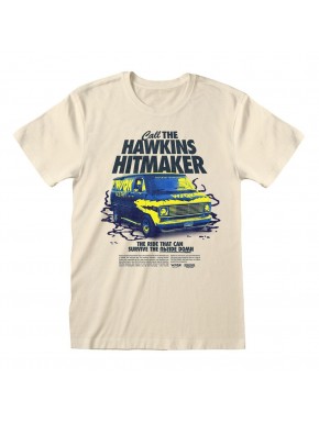 T-shirt beige Stranger Things avec camionnette et texte Hawkins Hitmaker