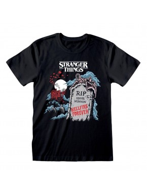 T-shirt noir Stranger Things RIP Eddie avec motif de pierre tombale