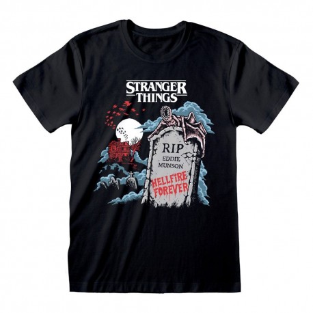 T-shirt noir Stranger Things RIP Eddie avec motif de pierre tombale