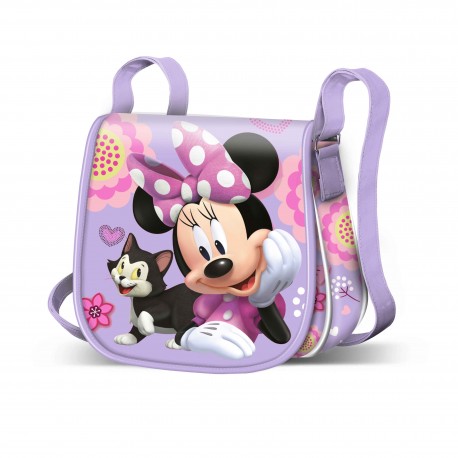 Sac bandoulière lilas Minnie Mouse avec chaton et fleurs