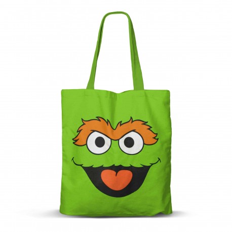 Sac de courses vert avec le design d'Oscar de Sesame Street