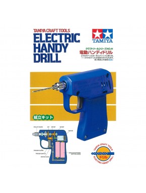 Perceuse électrique manuelle Tamiya bleue avec foret de 2 mm
