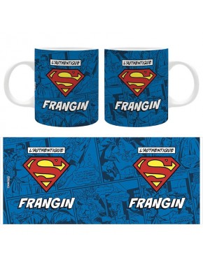 Taza azul de Superman 320ml con símbolo y texto FRANGIN