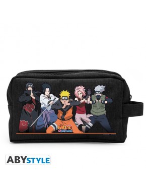 Trousse de toilette noire Naruto Shippuden avec personnages du groupe