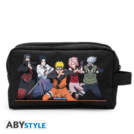 Necessaire preto Naruto Shippuden com personagens do grupo