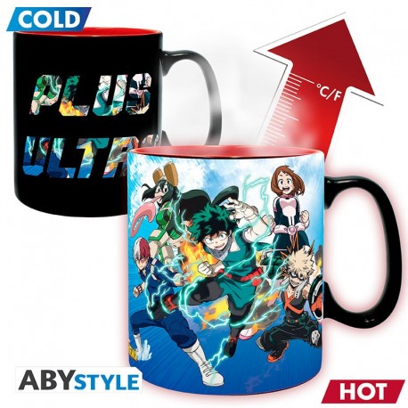 Tasse My Hero Academia thermoréactive montrant les héros