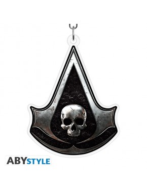 Chaveiro acrílico Assassin's Creed Black Flag com caveira