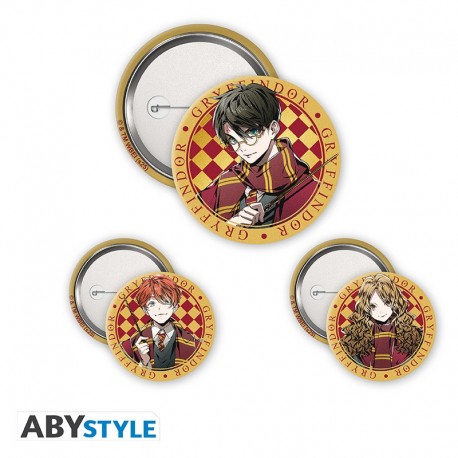 Pack de badges Harry Potter avec Harry, Hermione et Ron