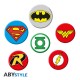 Badges avec logos de super-héros DC Comics