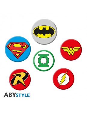 Badges avec logos de super-héros DC Comics