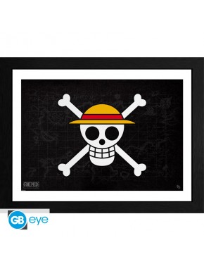 Affiche encadrée One Piece avec crâne et chapeau de paille