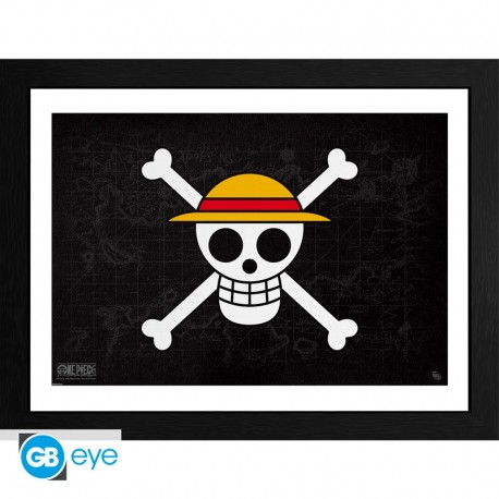 Affiche encadrée One Piece avec crâne et chapeau de paille