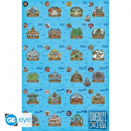 Poster one piece maxi itinéraire log bleu