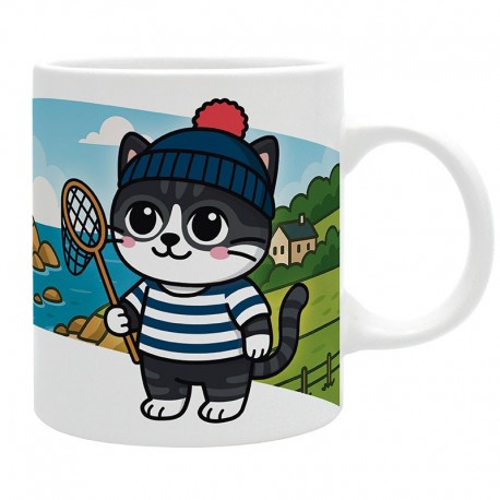 Caneca 320ml Chat Breizh Kawaii com design de gatinho