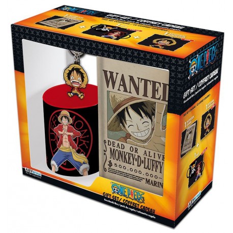 Kit presente One Piece: caneca, chaveiro, caderno Luffy