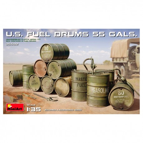 Conjunto de tambores de combustível U.S. 55 gal MiniArt escala 1/35