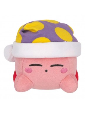 Peluche Kirby endormi avec chapeau violet et pois