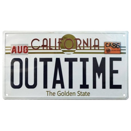 Placa de metal 'Outatime' De Volta para o Futuro