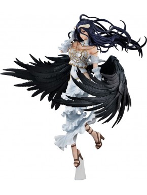 Estatua de Albedo de Overlord IV con alas negras y vestido blanco