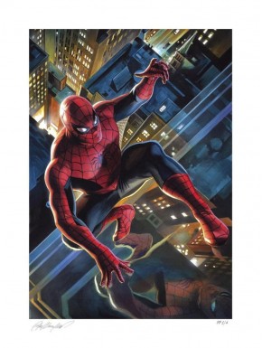 Lithographie de Spider-Man avec fond de ville