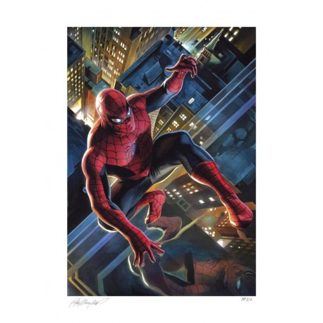 Lithographie de Spider-Man avec fond de ville
