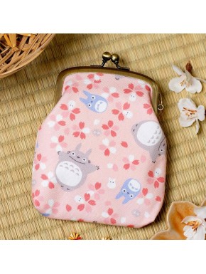 Porte-monnaie rose Mon voisin Totoro avec fleurs de cerisier