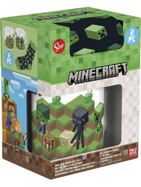 Coffret tasse et chaussettes Minecraft avec motifs de creepers