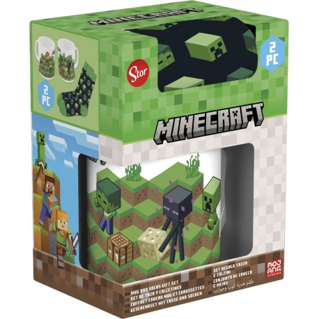 Coffret tasse et chaussettes Minecraft avec motifs de creepers