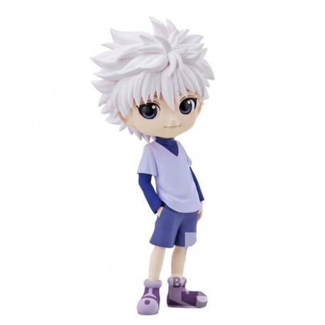 Figurine Q Posket Killua de HunterxHunter en violet et bleu