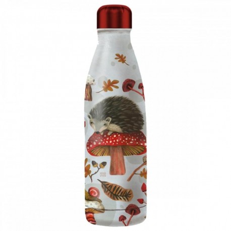 Bouteille isotherme Enesco avec design hérisson et champignon