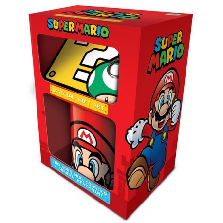 Pack regalo Super Mario Taza + Llavero + Posavasos