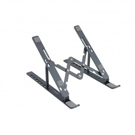 Soporte elevador gris para portátil y tablet. Diseño plegable.
