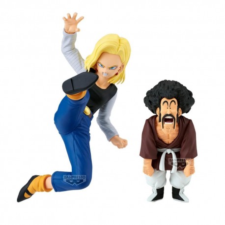 Set de figuras Androide 18 Vs Mr. Satan en combate