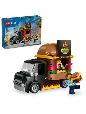 Camion de burgers LEGO City avec figurines et détails.
