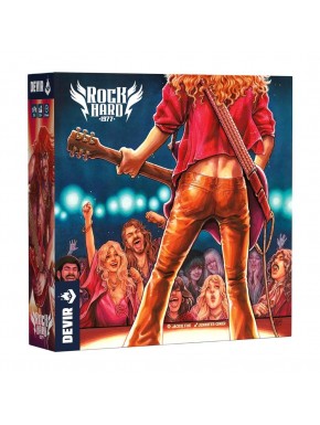 Boîte du jeu de société Rock Hard: 1977 avec thème rock