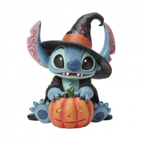 Figura de Stitch disfrazado de mago con calabaza