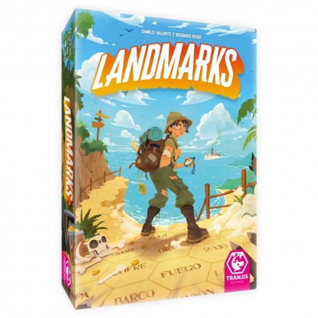 Caja y componentes del juego de mesa Landmarks