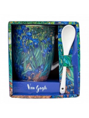 Caneca Van Gogh com colher e design de lírios