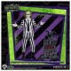 Figura de Beetlejuice com traje listrado e lápide.