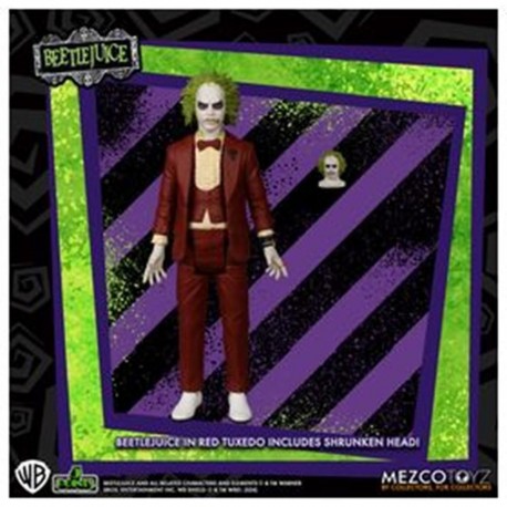 Figura Beetlejuice Red Tux da Mezco, 9,5 cm