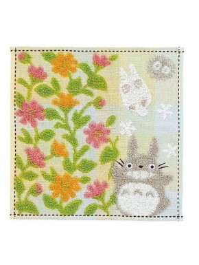 Mini serviette grise Totoro avec fleurs