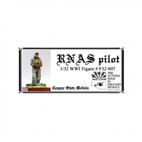 Figura de resina piloto RNAS 1/32 com traje cinza e jaqueta amarela