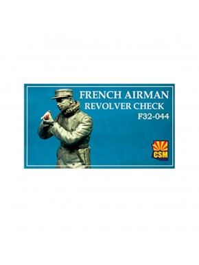 Figura aviador francês verificando revólver escala 1/32
