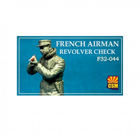 Figura aviador francês verificando revólver escala 1/32