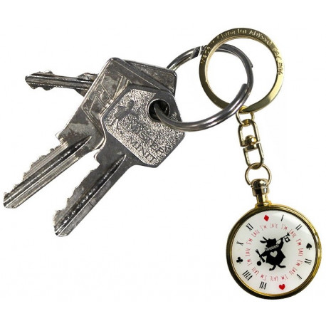 Chaveiro metálico Alice Relógio Coelho