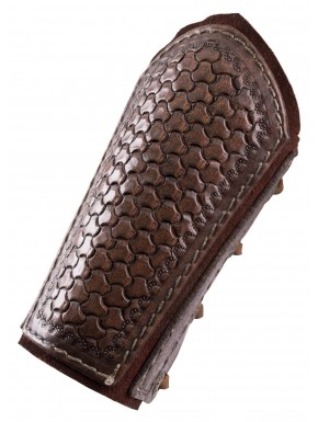 Brassard en cuir marron avec relief et lacets