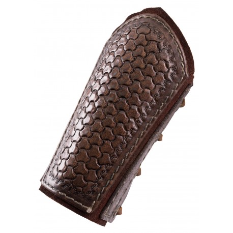 Brassard en cuir marron avec relief et lacets
