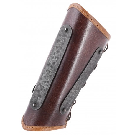 Brassard en cuir marron avec détails métalliques