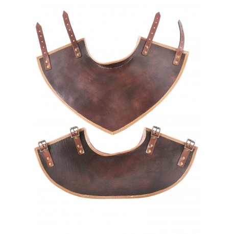 Gorget en cuir marron Arnulf pour LARP