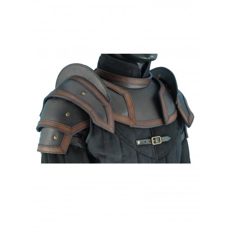 Armure en cuir pour épaules et cou noir et marron